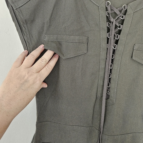 The Kooples army green front tie cargo dress size 38 - Picture 4 of 10